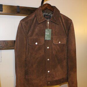 Quince Italian Suede Trucker Jacket -- Size S -- Dark Chestnut
